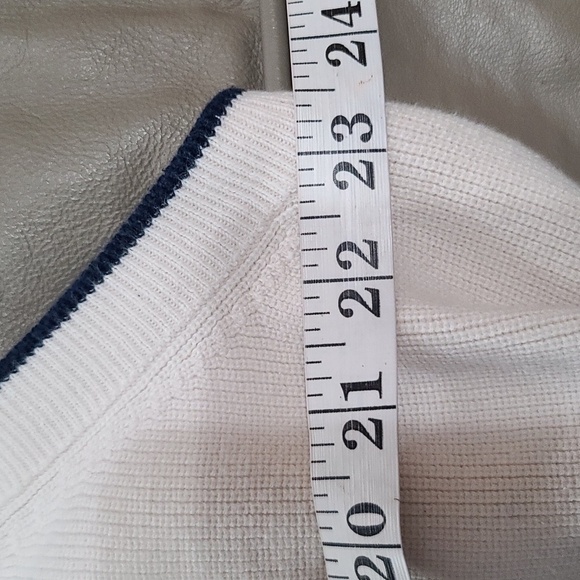 Eddie Bauer Golf Mens Sweater Vest Cream W/Navy Trim V-neck EB-Tek Sz EUC XL - Picture 7 of 8